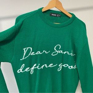 Green Christmas Sweater Santa Oversized Medium